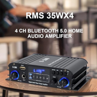 S-288 4CH Bluetooth 5.0 domácí audio zesilovač, RMS 45Wx4, Max 600W HiFi stereo výkon zesilovače USB, SD, FM Class D reproduktor